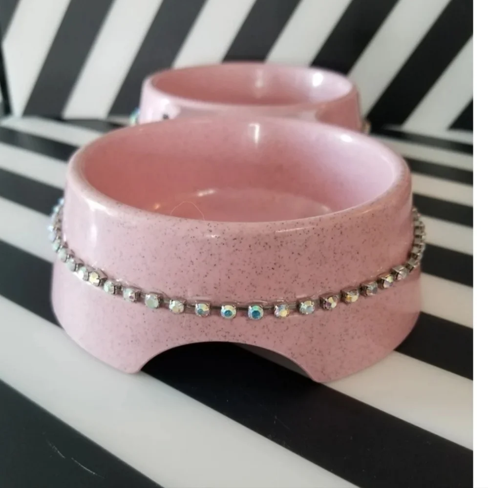 Pink bling pet bowls